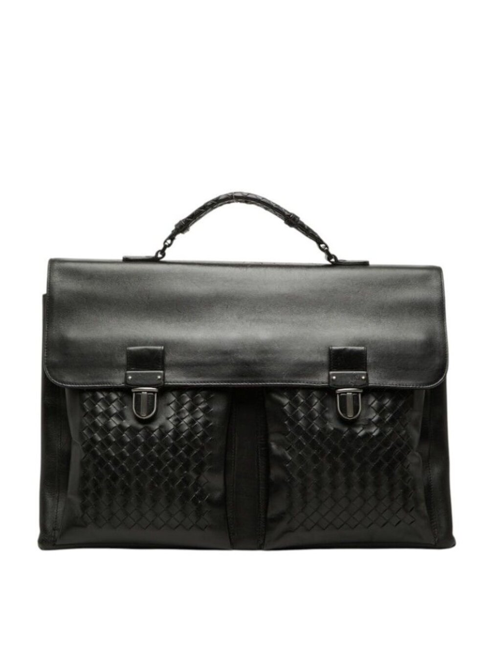 Bottega Veneta Intrecciato Briefcase Business Black Leather
